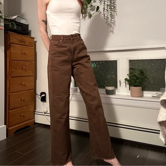 GARAGE WIDE LEG JEANS BROWN DENIM - Picture 3 of 7